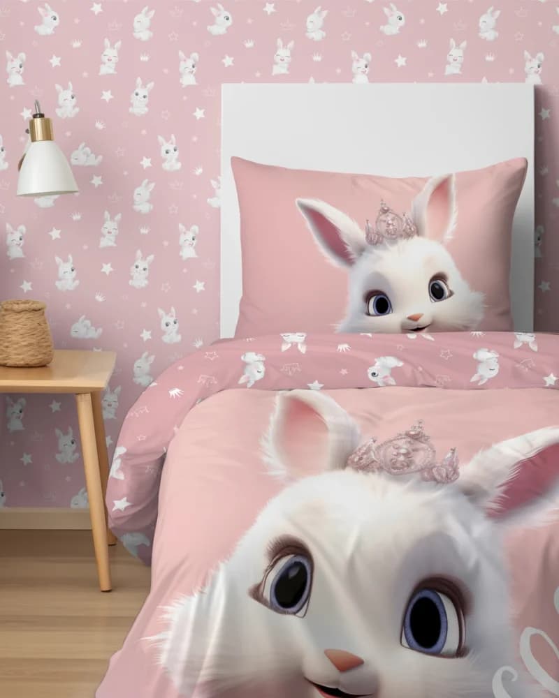 Dětské bavlněné povlečení s králíčkem, růžové 3
