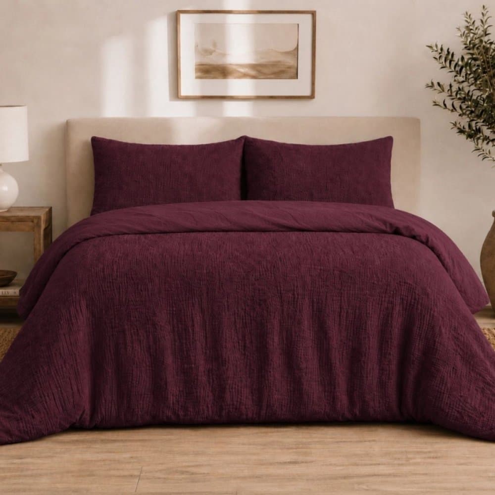 Vínové prostěradlo z bavlněného mušelínu s knoflíky 4
