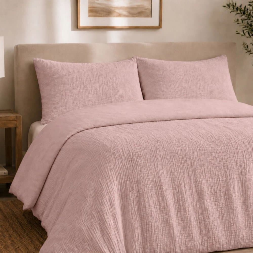 Růžové prostěradlo z bavlněného mušelínu s knoflíky
