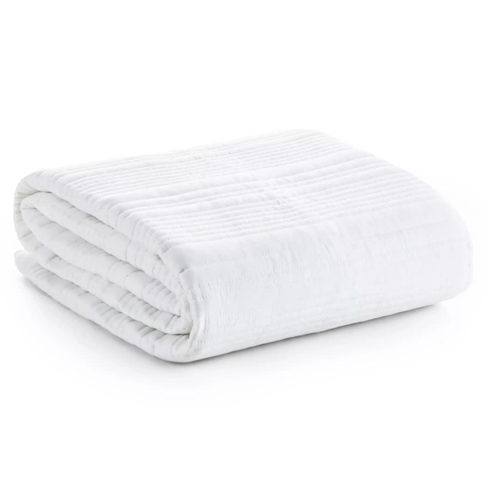 Elegantní přehoz TARA z matné látky s prošívaným vzorem - bílý 3