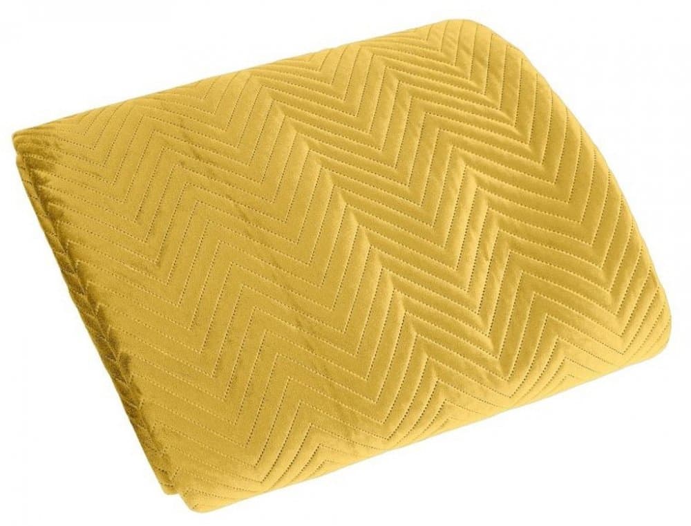 Oboustranný prošívaný přehoz na postel žluté barvy 3