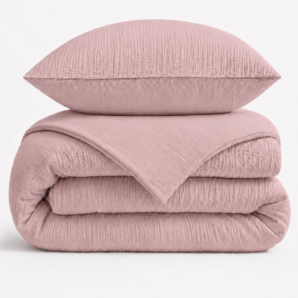 Růžové prostěradlo z bavlněného mušelínu s knoflíky 3