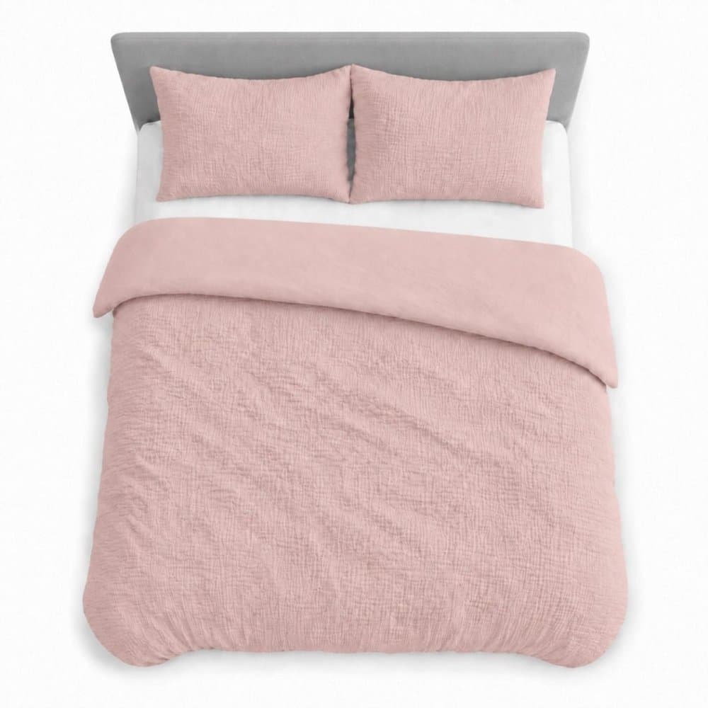 Růžové prostěradlo z bavlněného mušelínu s knoflíky 5
