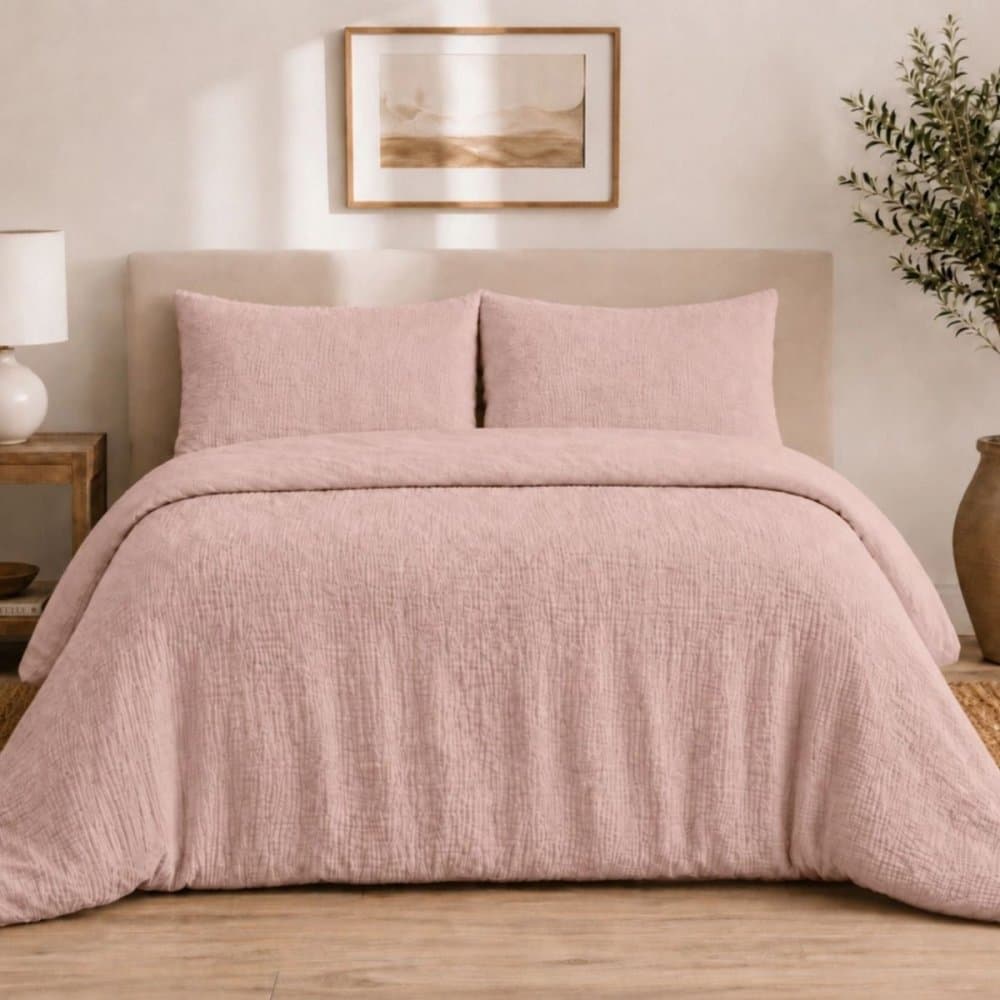 Růžové prostěradlo z bavlněného mušelínu s knoflíky 4