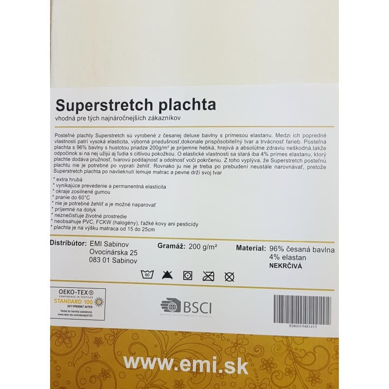 Prostěradlo přírodní Superstretch EMI 6
