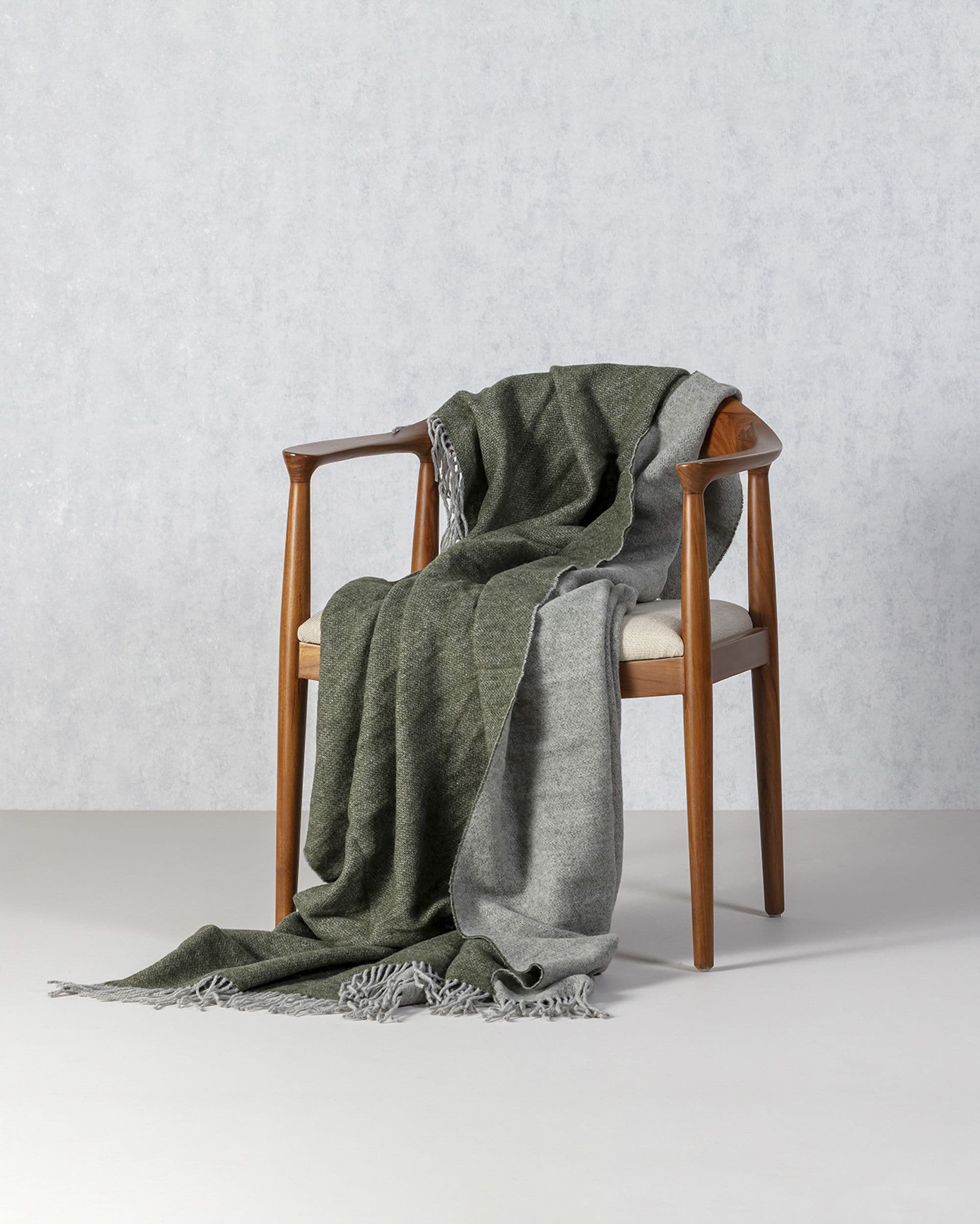 Pléd Merinos melange green khaki