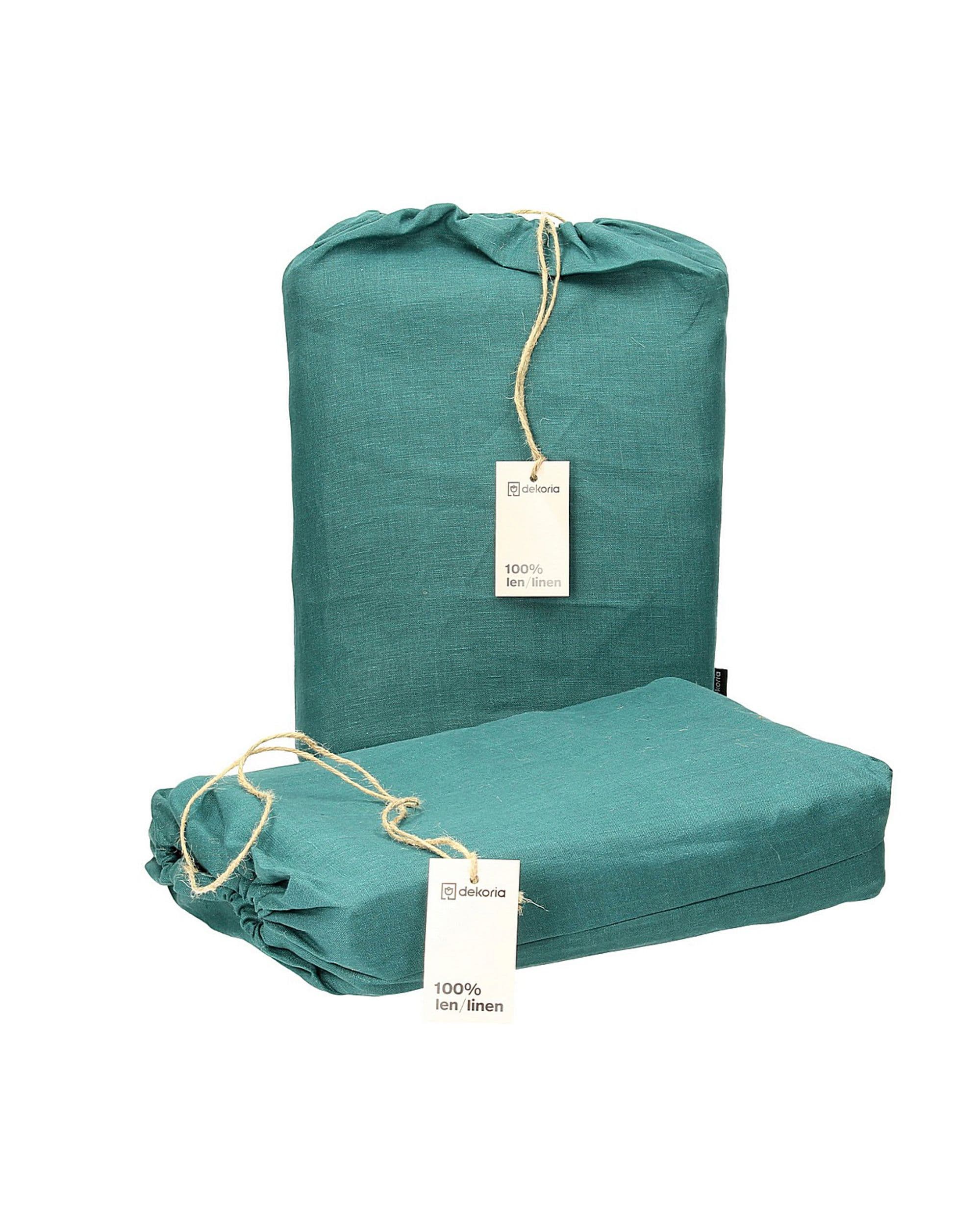 Lněné ložní povlečení Linen barva zelená látka poloprůhledná, pletený vzor, lněná 3