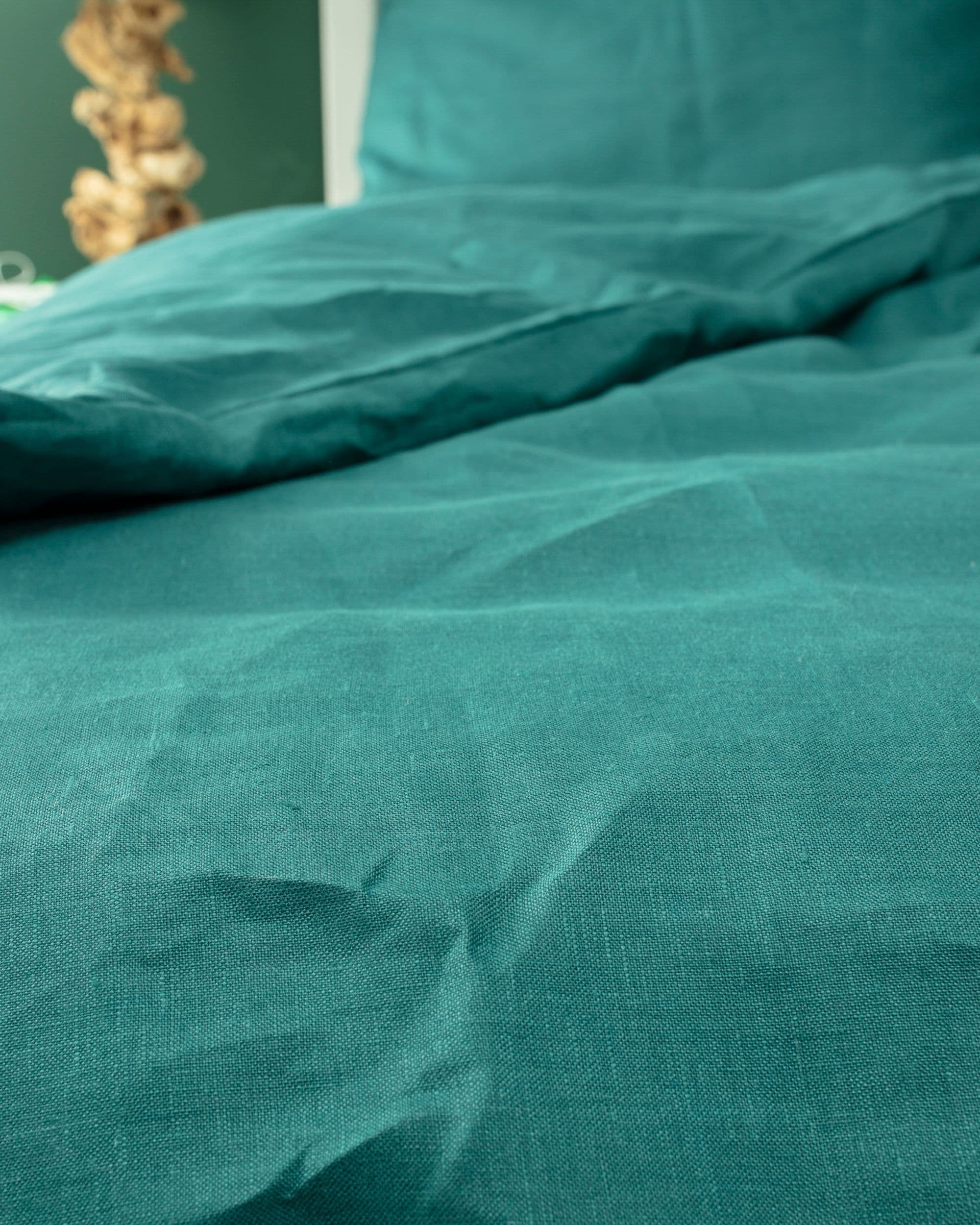 Lněné ložní povlečení Linen barva zelená látka poloprůhledná, pletený vzor, lněná 6