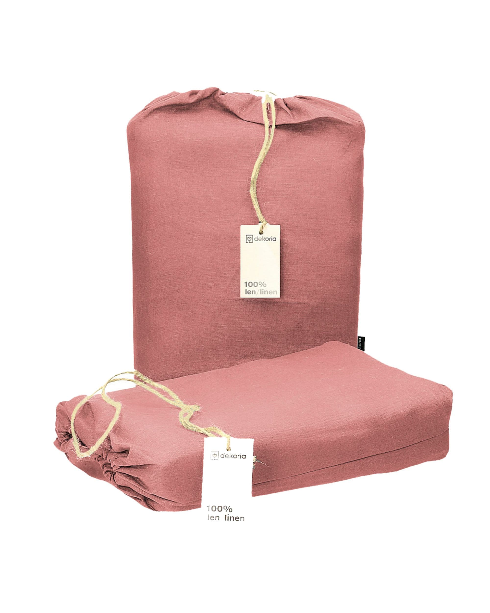Lněné ložní povlečení Linen barva růžová látka poloprůhledná, pletený vzor, lněná 3