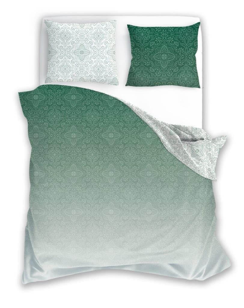 Faro Bavlněné saténové povlečení Milagro Verde 023 220x200 cm + 2x 70x80 cm zelené/bílé