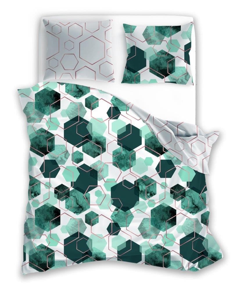 Faro Bavlněné saténové povlečení MILAGRO VERDE 009 140x200 cm + 70x90 cm zelené/šedé