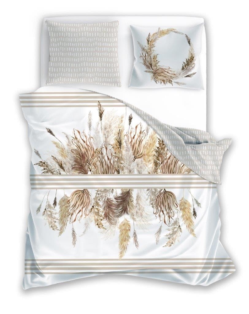 Faro Bavlněné povlečení BOHO 003 160x200 cm + 2x 70x80 cm bílé/béžové