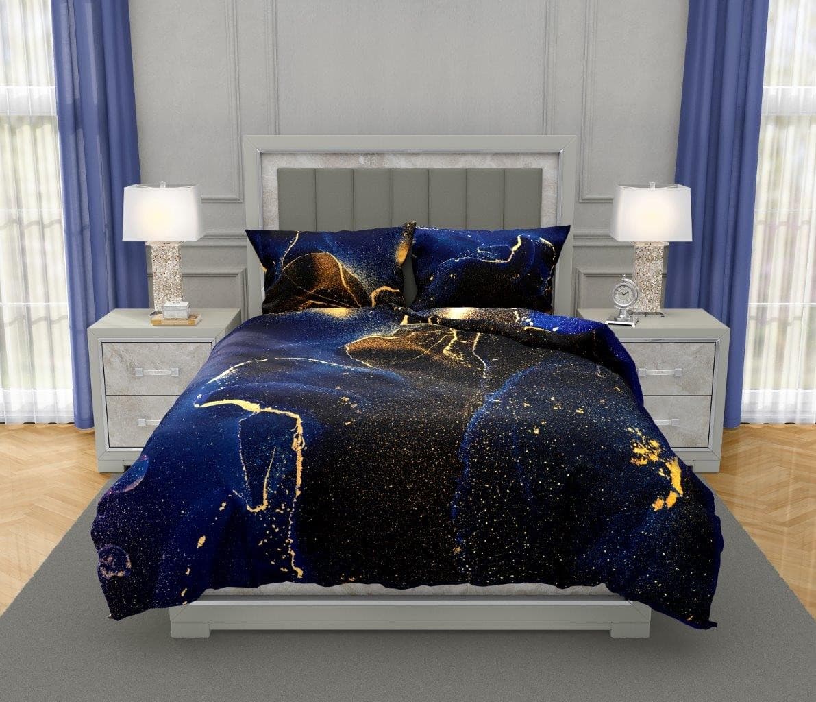 Faro Bavlněné saténové povlečení NOBILE 015 160x200 cm + 2x 70x80 cm tmavě modré 3