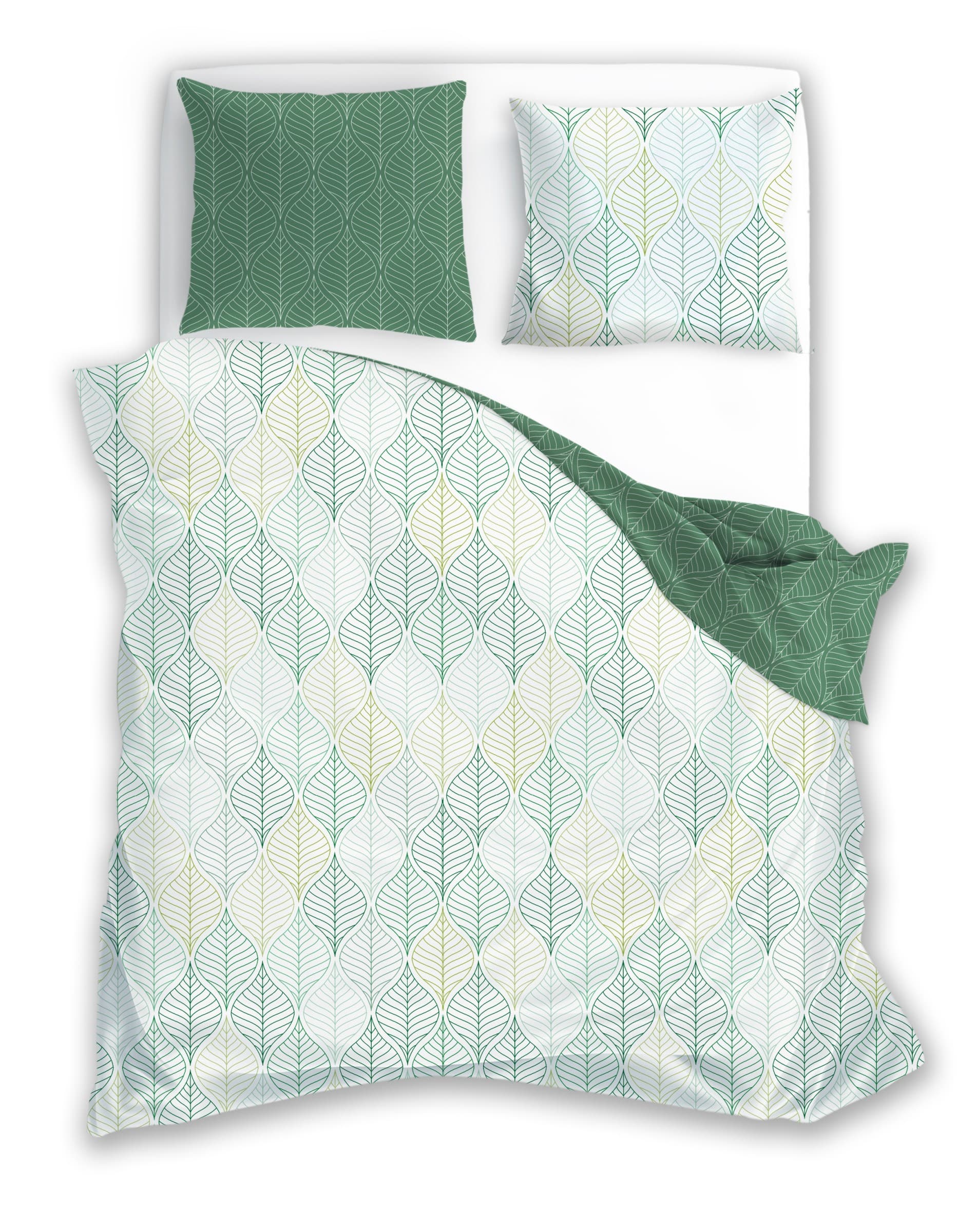 Faro Bavlněné saténové povlečení MILAGRO VERDE 014 160x200 cm + 2x 70x80 cm bílé/zelené
