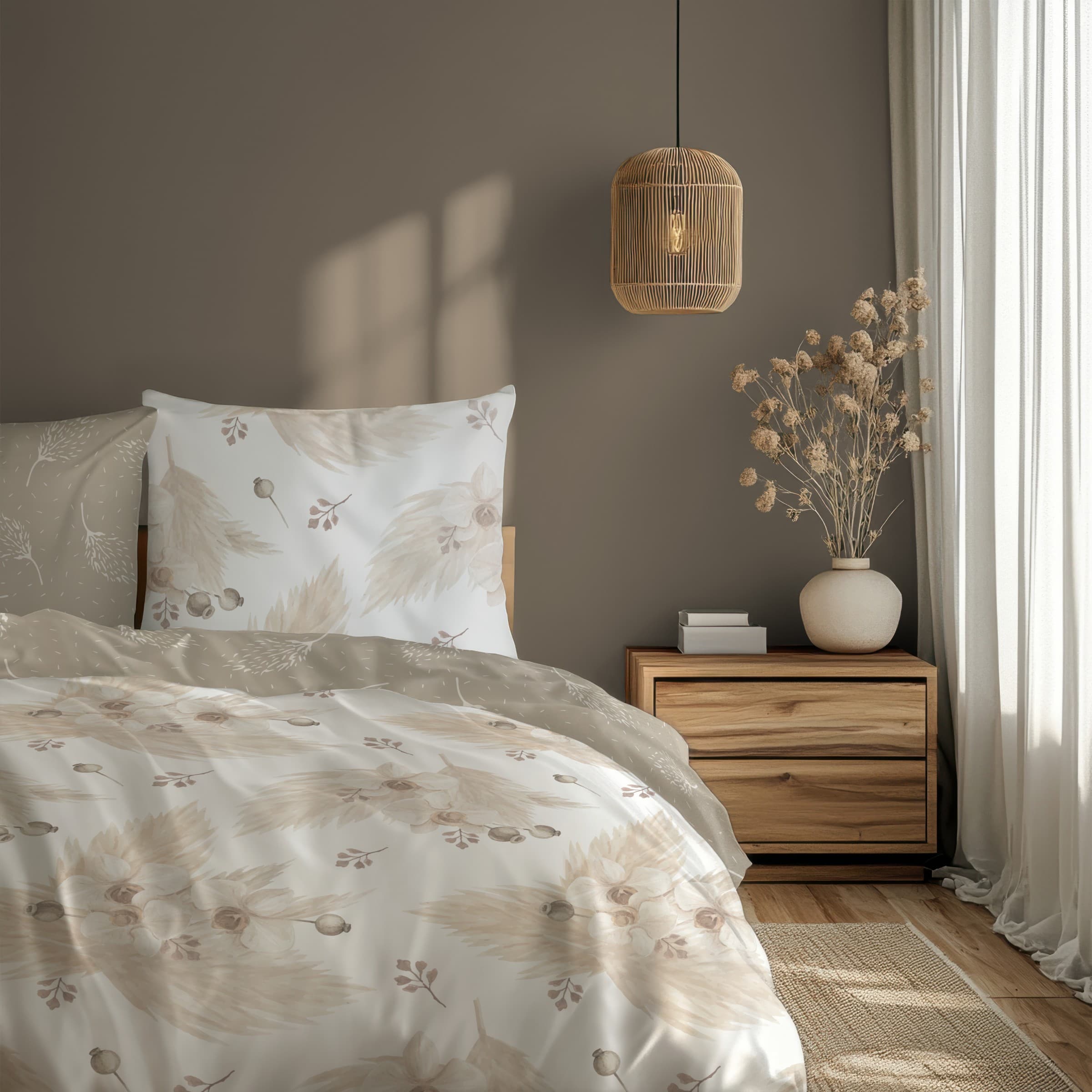 Faro Bavlněné saténové povlečení Boho 005 140x200 cm + 70x90 cm bílé/béžové 4