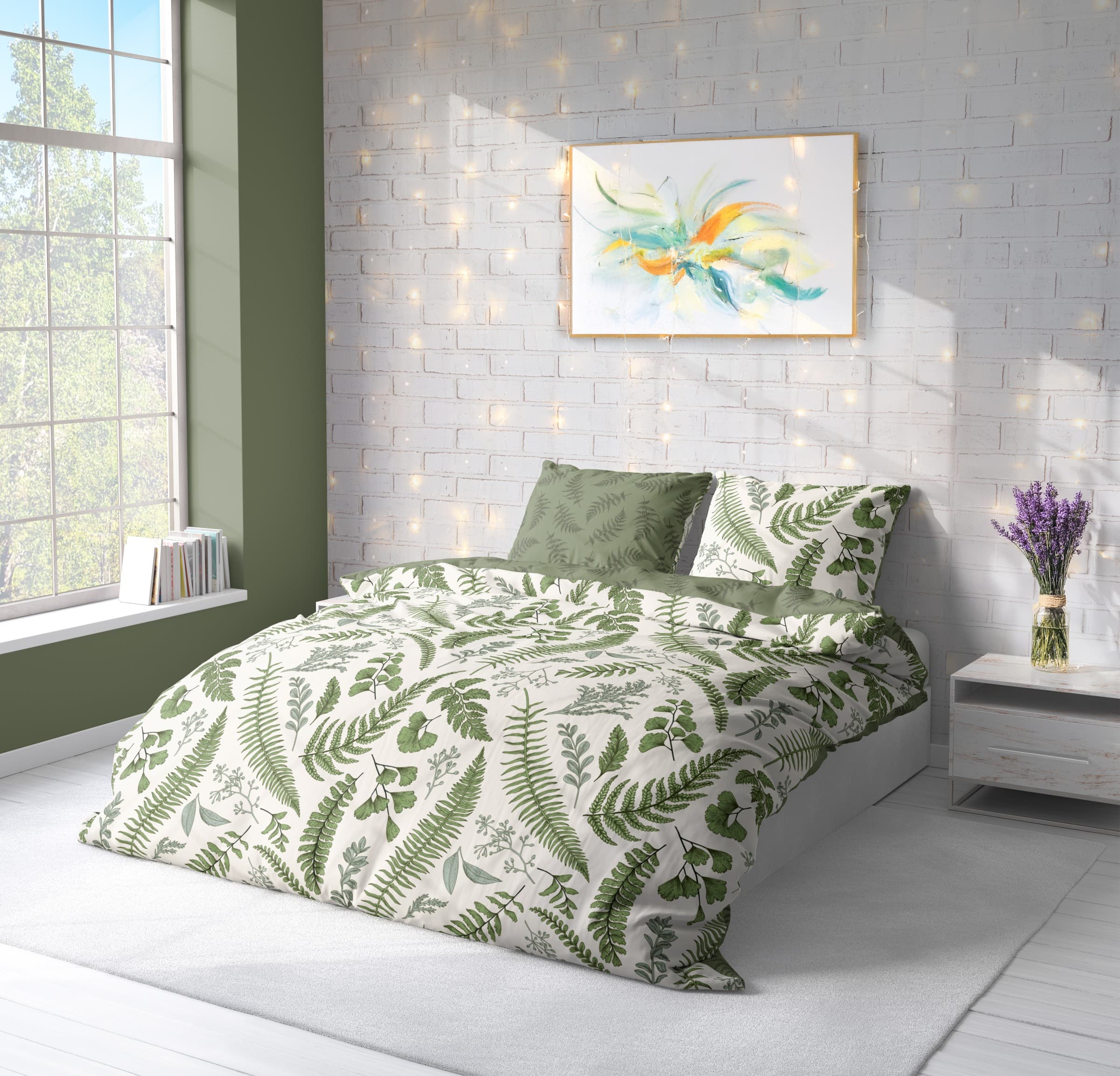 Faro Bavlněné saténové povlečení Boho 008 140x200 cm + 70x90 cm zelené 4
