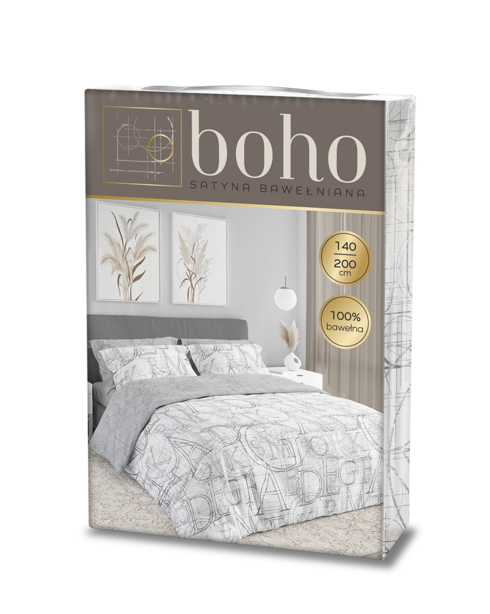 Faro Bavlněné saténové povlečení Boho 009 140x200 cm + 70x90 cm šedé 3