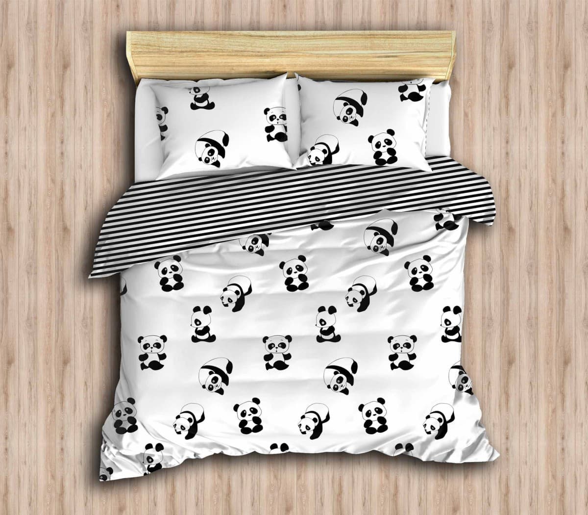 L'essentiel Sada 4 ks bavlněného povlečení Panda černá/bílá 2