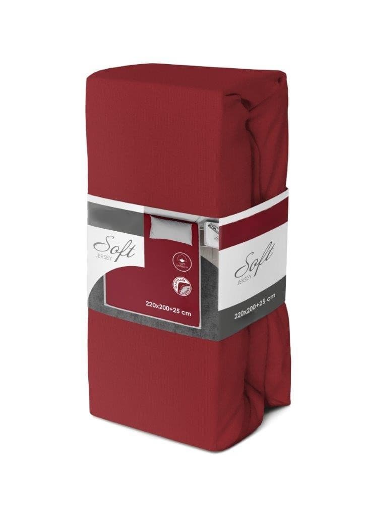 Faro Bavlněné Jersey prostěradlo SOFT 160x200 cm + 25 cm červené 2