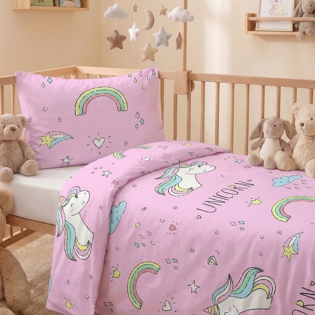 Kvalitex Bavlněné povlečení do dětské postýlky Unicorn růžový 2