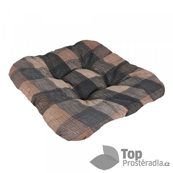TOP Sedák s provázky 40x40 Hnědošedá kostka