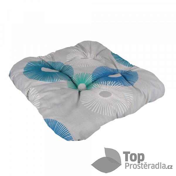 TOP Sedák s provázky 40x40 Modrobílé kruhy