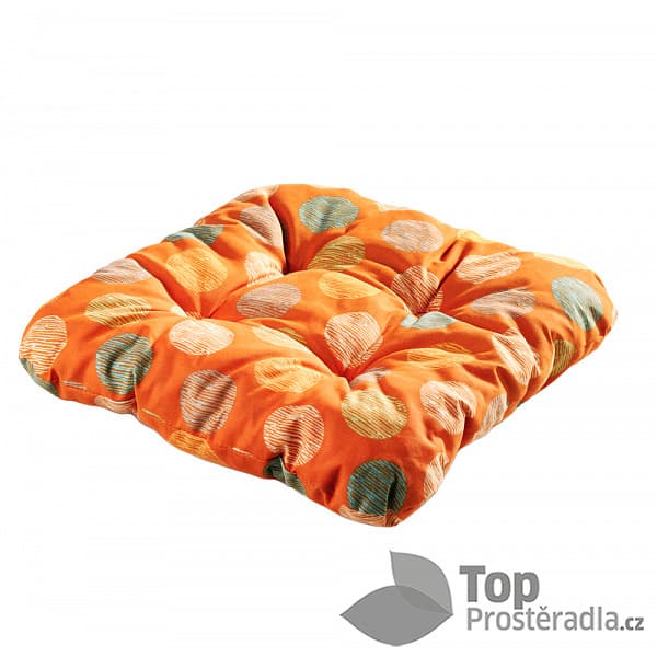 TOP Sedák s provázky 40x40 Oranžová kolečka