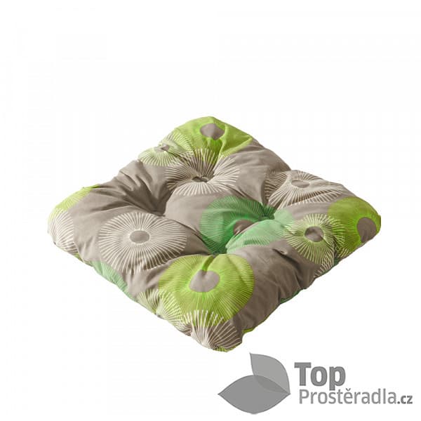 TOP Sedák s provázky 40x40 Zelenobílé kruhy