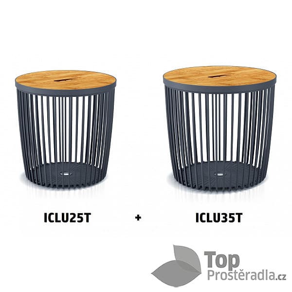 Set 2 univerzálních košů CLUBO s bambusovými víky 25+35l antracit