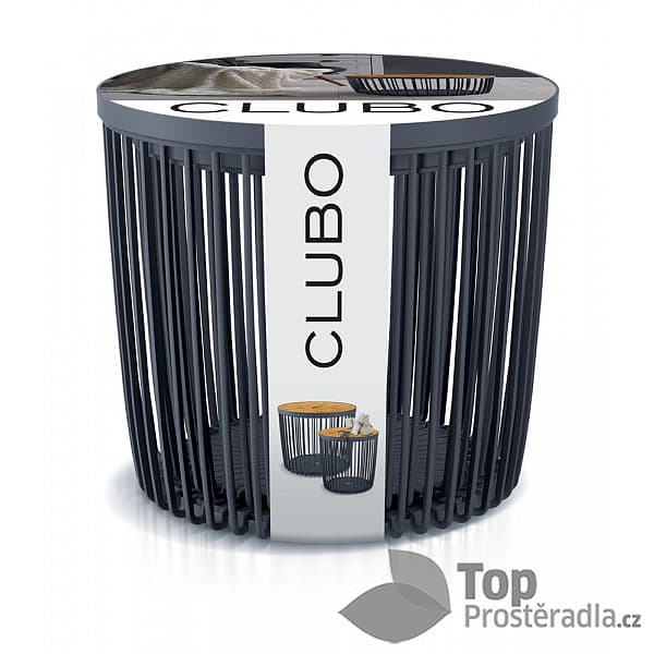 Set 2 univerzálních košů CLUBO s bambusovými víky 25+35l antracit 2