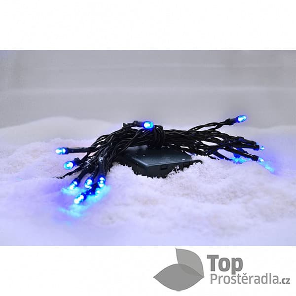 Solight LED vánoční řetěz, 3m, 20xLED, 3x AA, modré světlo, zelený kabel