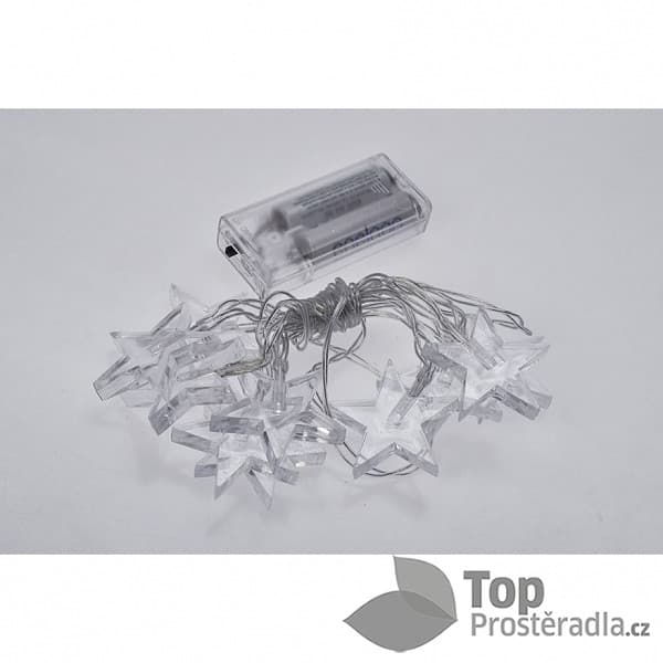 Solight LED vánoční řetěz, hvězdy, 1,5m, 10x LED, 2x AA, bílé světlo 2