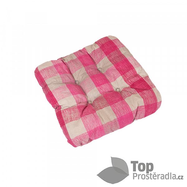 TOP Sedák s provázky 40x40 Vínovo-šedá kostka 2