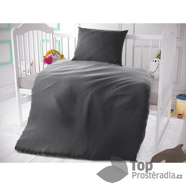 TOP Dětské mušelínové 90x135+45x60 Tmavě šedé