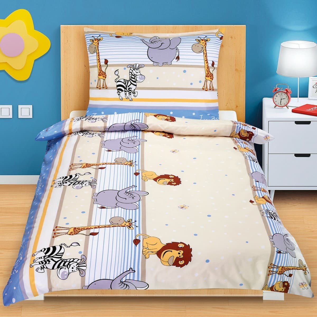 Bellatex Bavlněné povlečení Junior Safari modrá