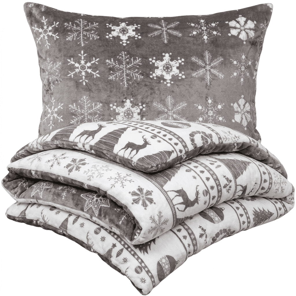 4Home Vánoční povlečení mikroflanel Christmas time šedá