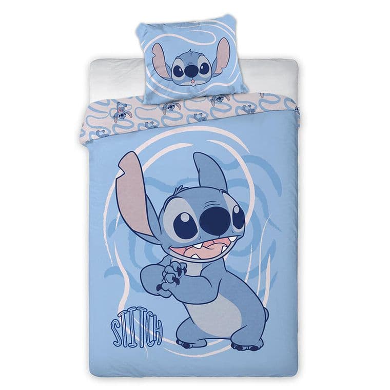 Bavlněné ložní povlečení Stitch modrý