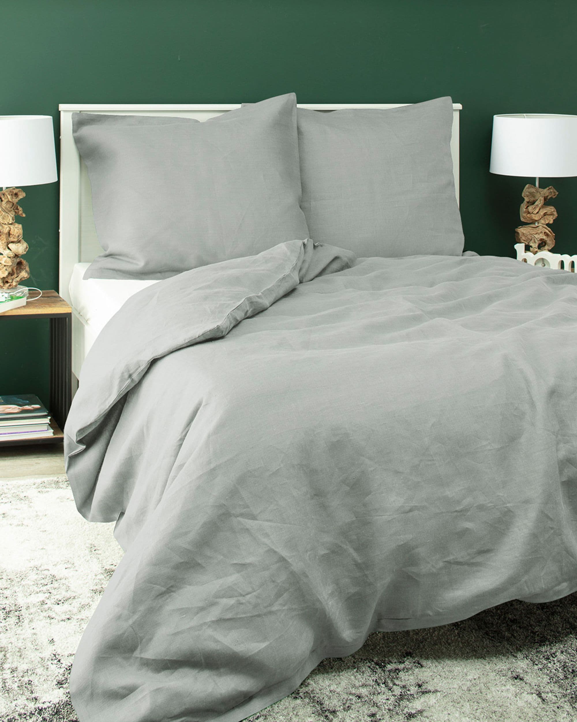Lněné ložní povlečení Linen barva šedá látka poloprůhledná, pletený vzor, lněná