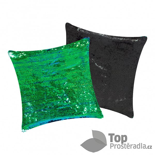 TP Povlak na polštářek s flitry 40x40 Zelená/Černá