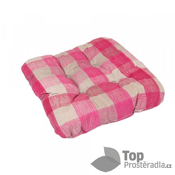 TOP Sedák s provázky 40x40 Vínovo-šedá kostka