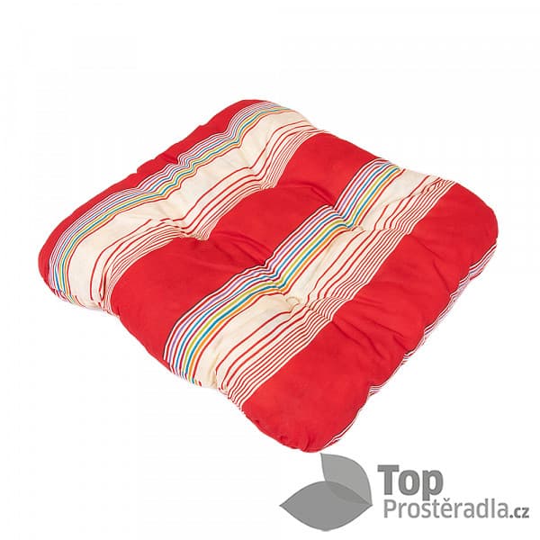 TOP Sedák s provázky 40x40 Červený pruh