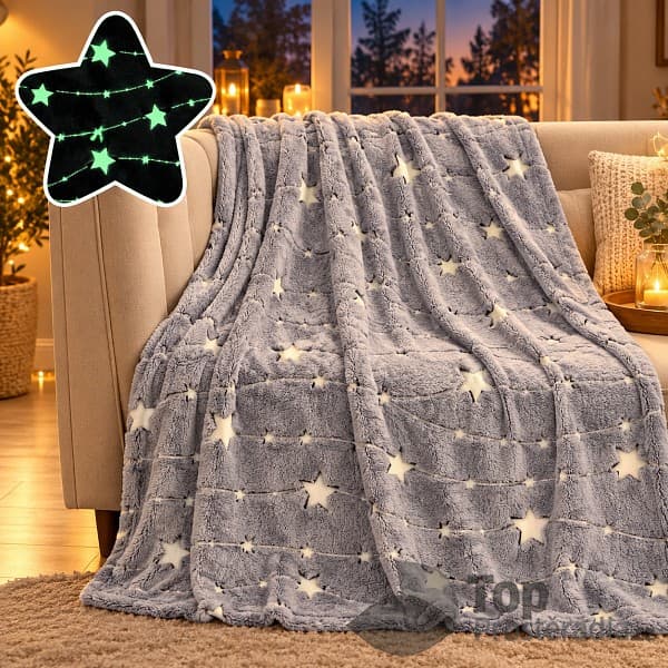 TOP Mikroplyšová deka Premium 150x200 - Zářící hvězdy šedé