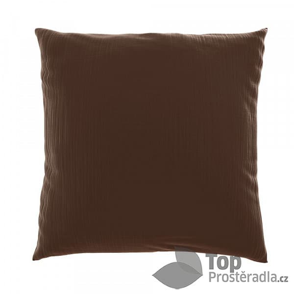 Mušelínový povlak na polštář 50x50 TMAVĚ HNĚDÝ