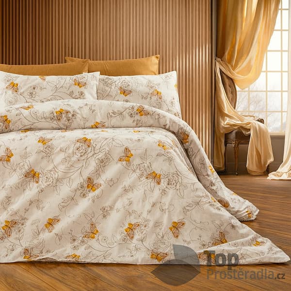 Bavlněné povlečení DELUXE 140x200+70x90 Motýlek a růže