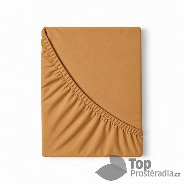 Jersey prostěradlo s lycrou DeLuxe 140x200 Karamelové