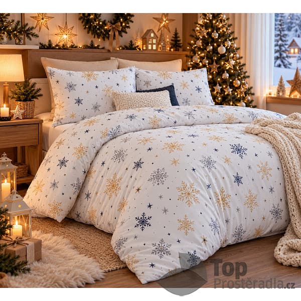 TOP Bavlněné povlečení DELUXE 140x200+70x90 Zima modrá