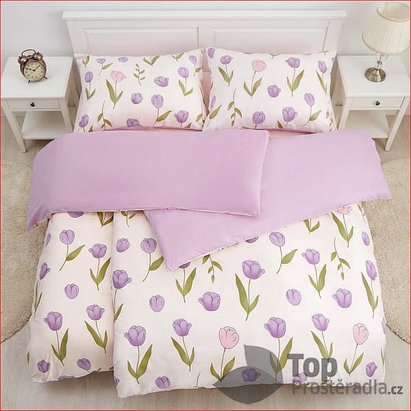 Výhodná sada na dvě lůžka Basic Line 140x200+70x90 Tulipány