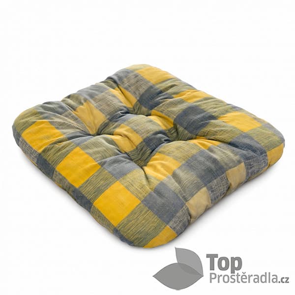 TOP Sedák s provázky 40x40 Žluto-šedá kostka