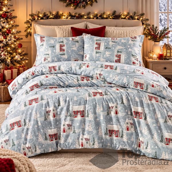 TOP Bavlněné povlečení DELUXE 220x200+2x70x90 Chaloupky