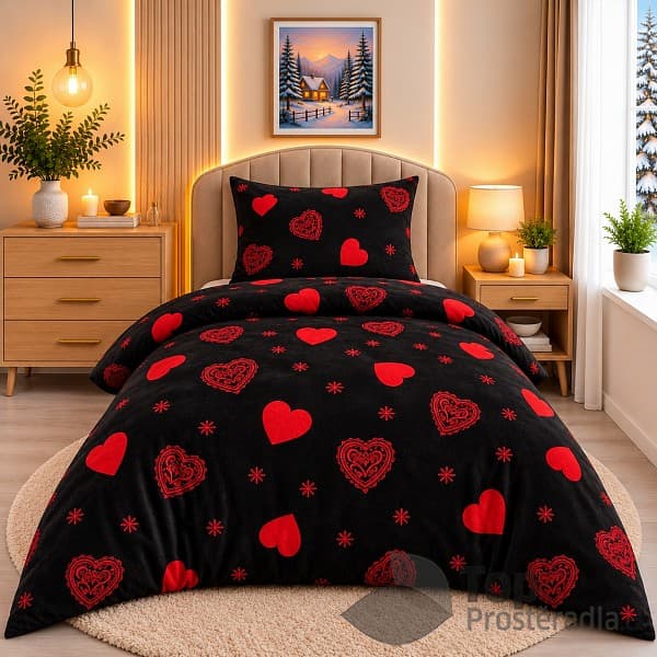 Mikroplyšové povlečení Premium 140x200+70x90 Srdce